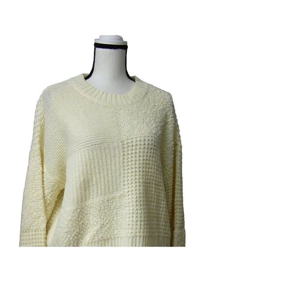 a.n.a Petite Women’s Textured Stitch Crew Neck Sweater, PL, Ivory - Picture 3 of 15